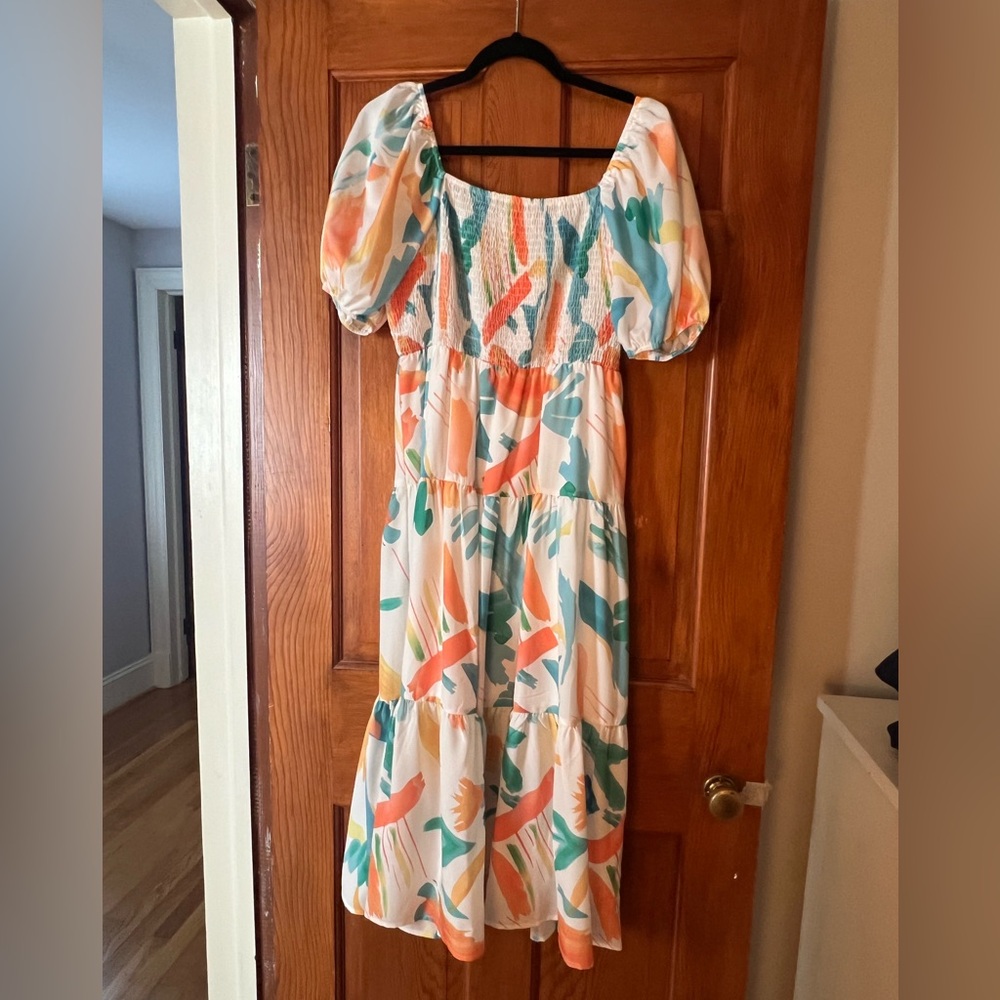 Puff sleeve midi dress